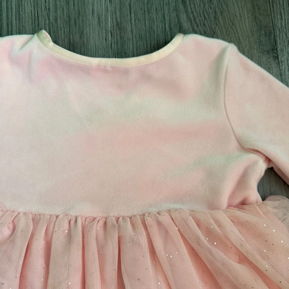 Hanna Andersson Balletcore Princess Pink Empire Waist Glitter Tulle Dress 18-24M
